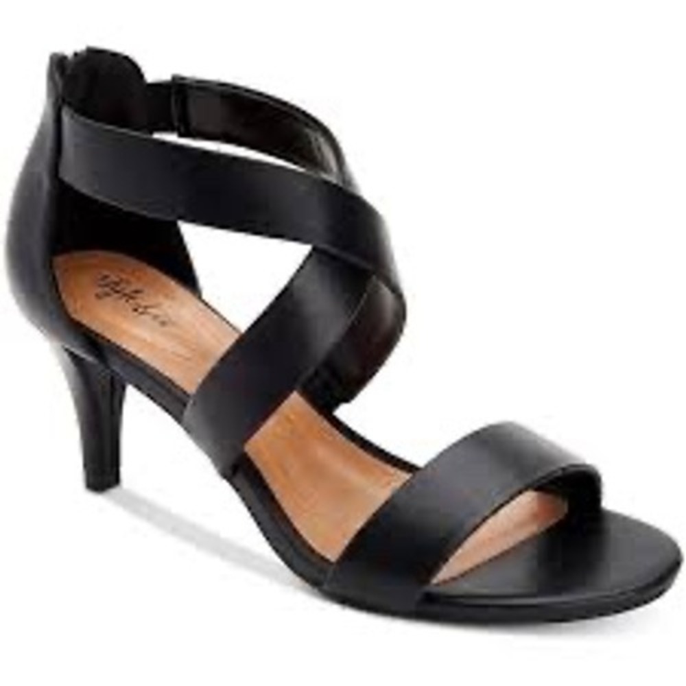 Style & Co. Black Crisscross Strap Mid-Heel Sandal